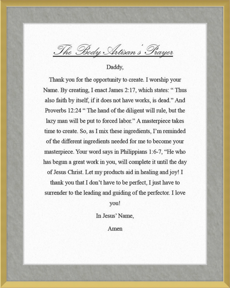 Body Artisan's Prayer