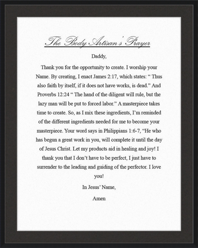 Body Artisan's Prayer