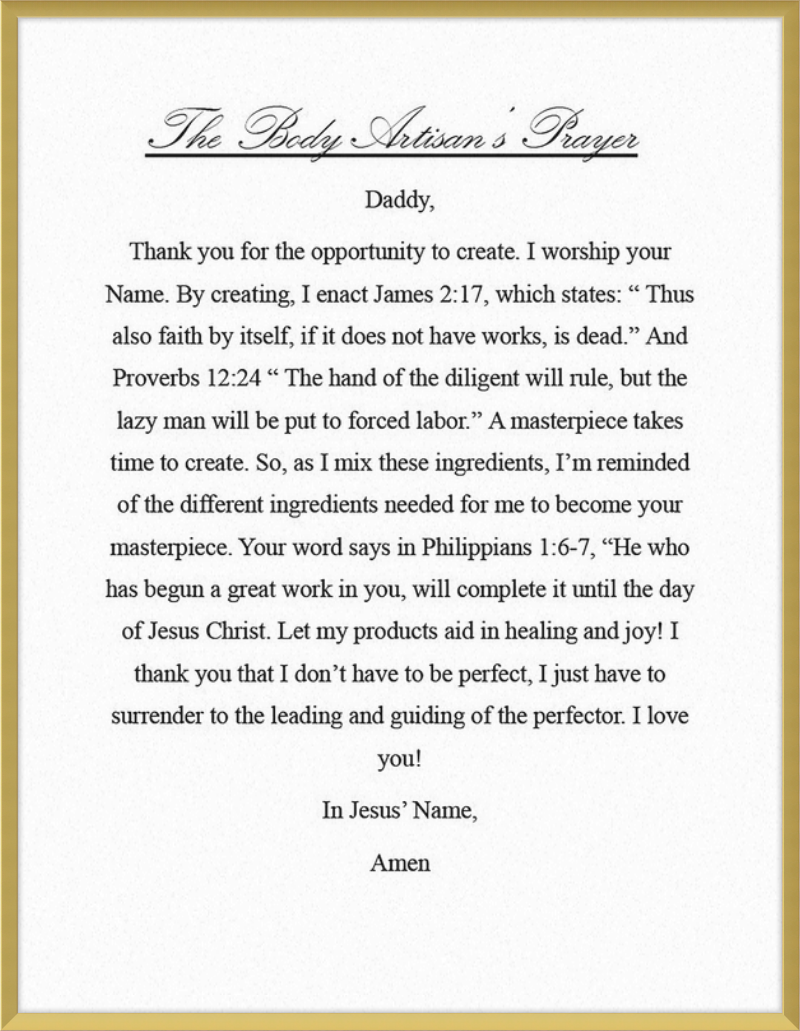 Body Artisan's Prayer