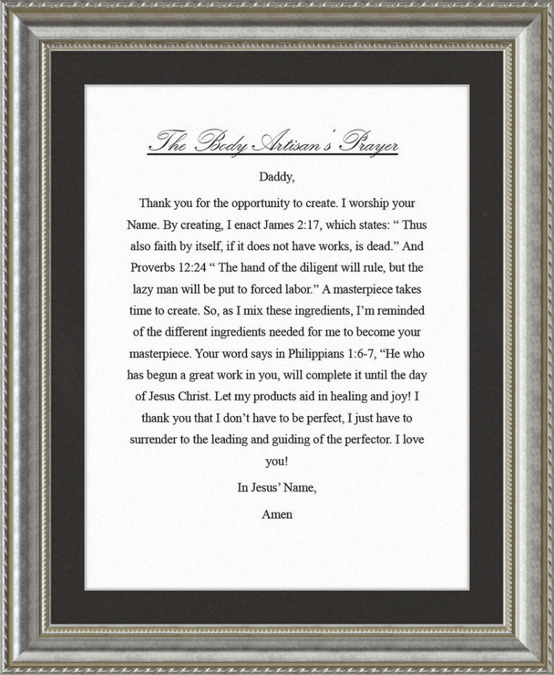 Body Artisan's Prayer