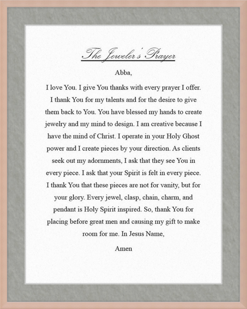 Jeweler's Prayer