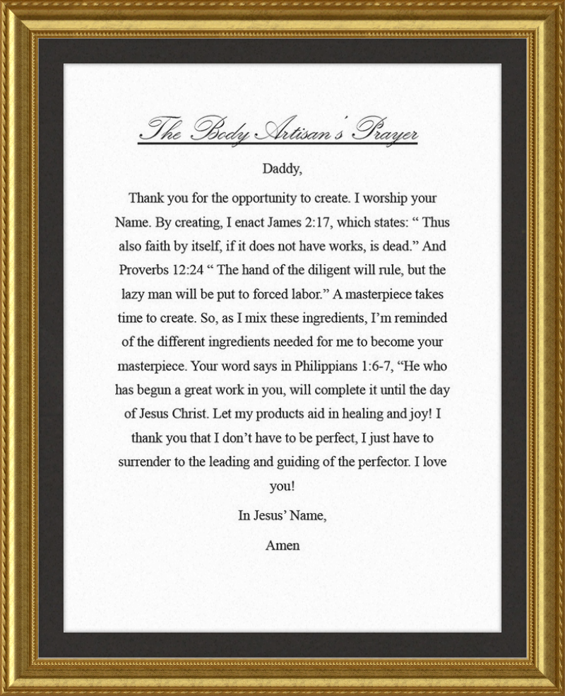 Body Artisan's Prayer