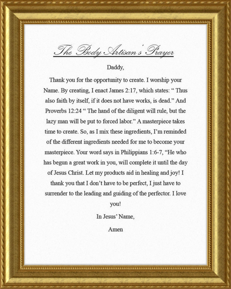 Body Artisan's Prayer