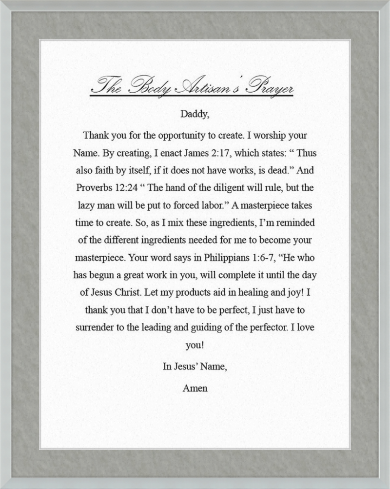 Body Artisan's Prayer