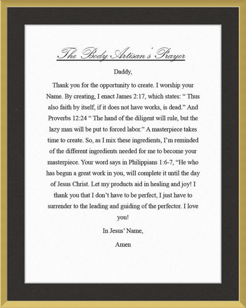 Body Artisan's Prayer