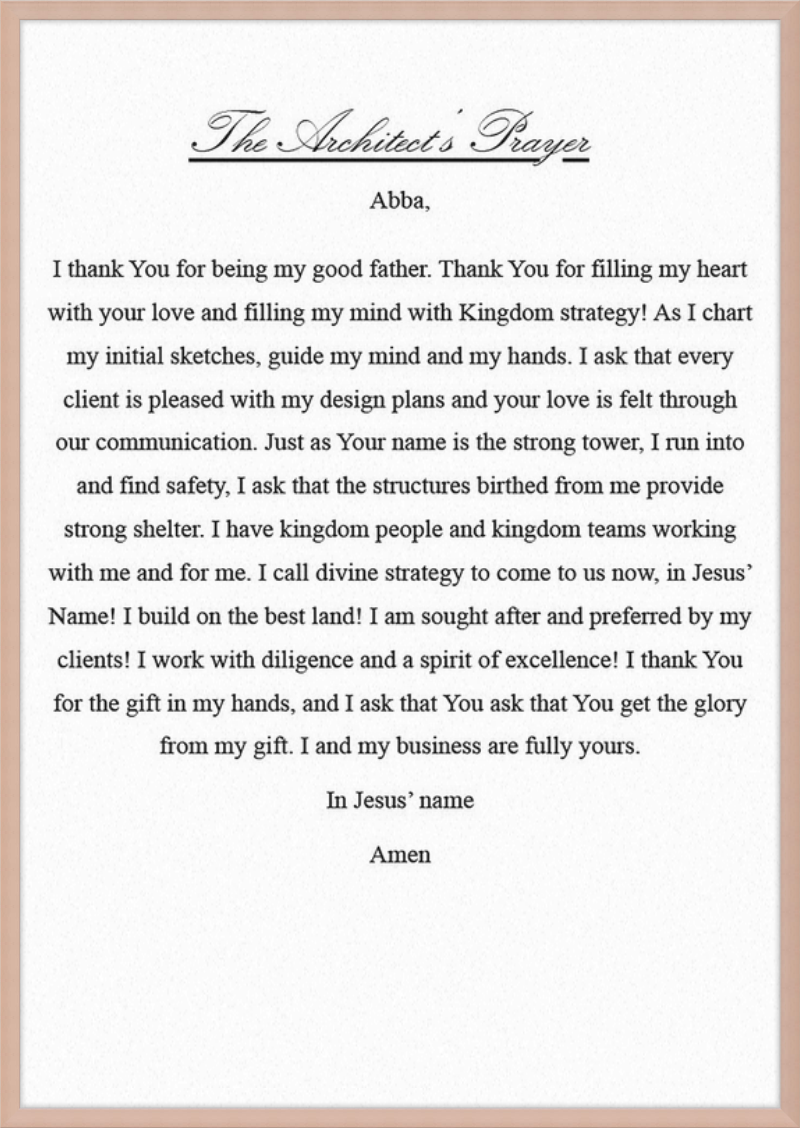Architect's Prayer
