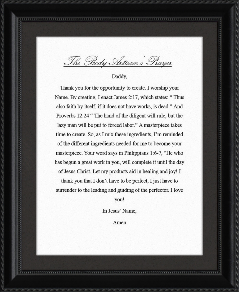Body Artisan's Prayer
