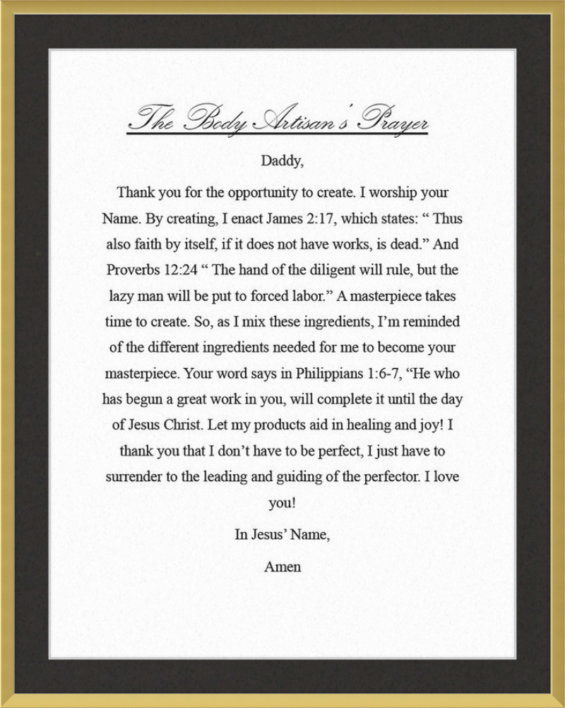 Body Artisan's Prayer