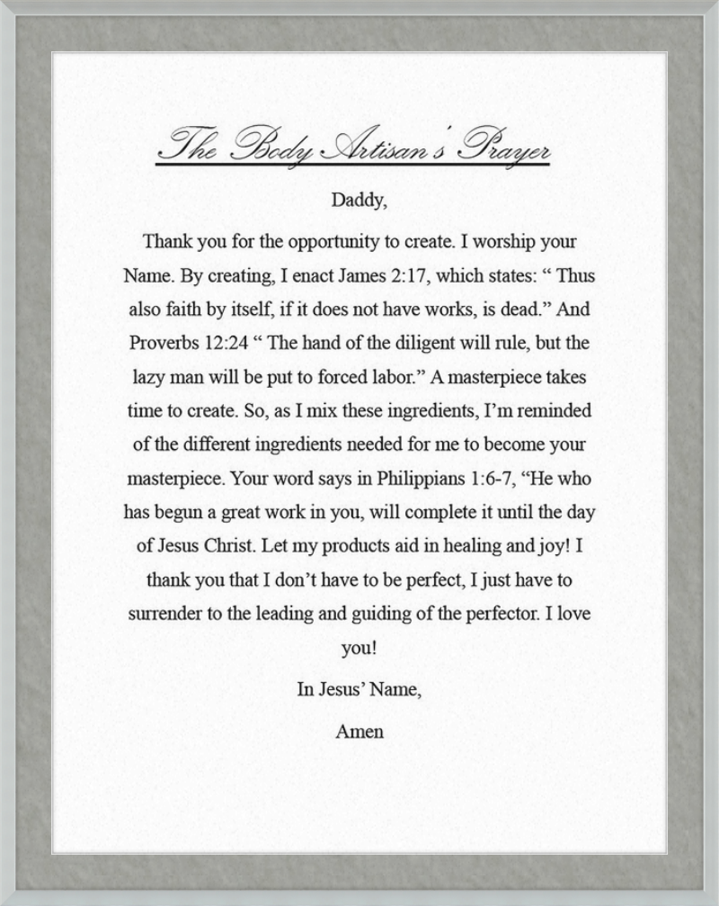 Body Artisan's Prayer