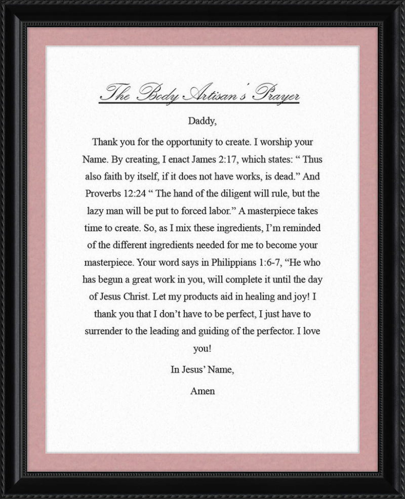 Body Artisan's Prayer