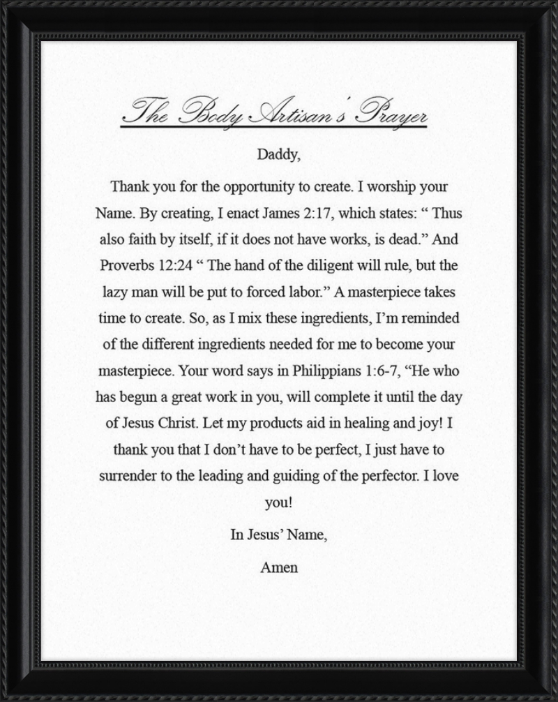 Body Artisan's Prayer