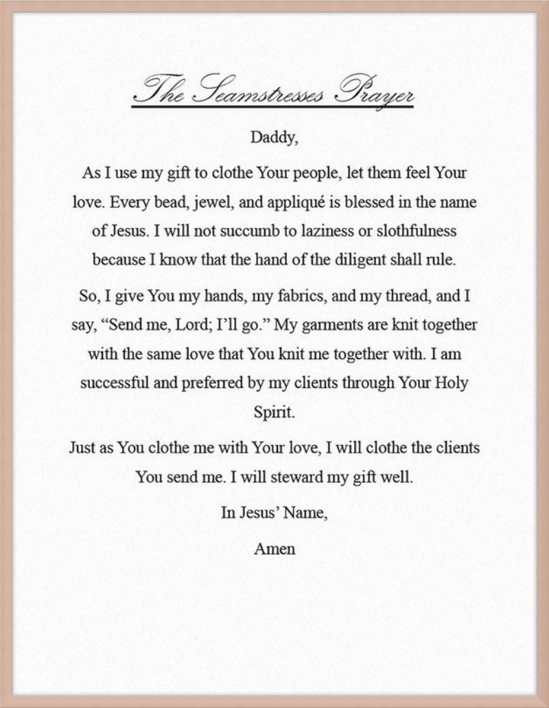 Seamstress' Prayer