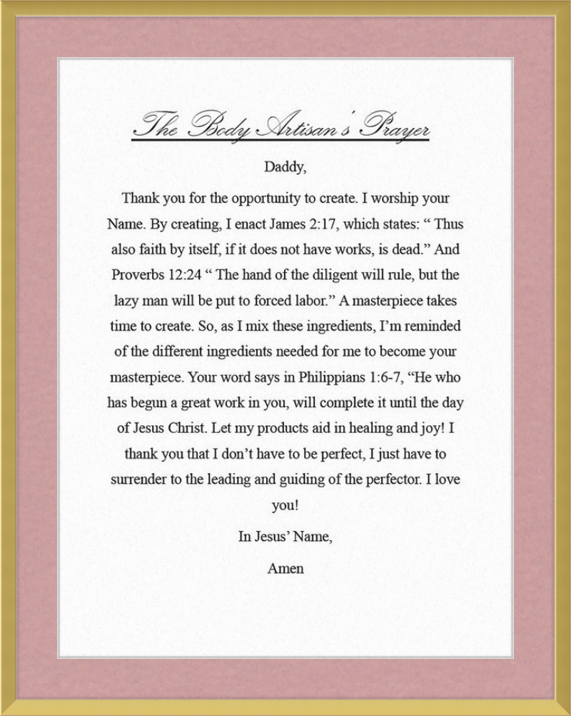 Body Artisan's Prayer