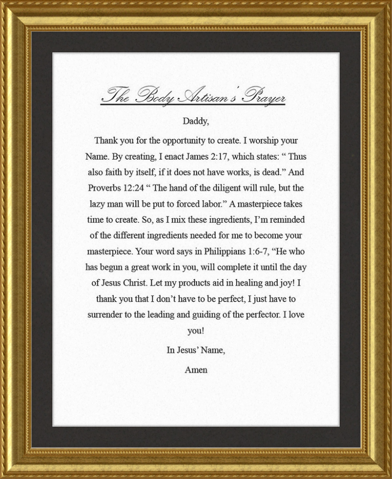 Body Artisan's Prayer
