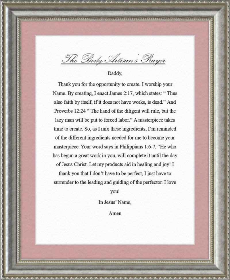 Body Artisan's Prayer