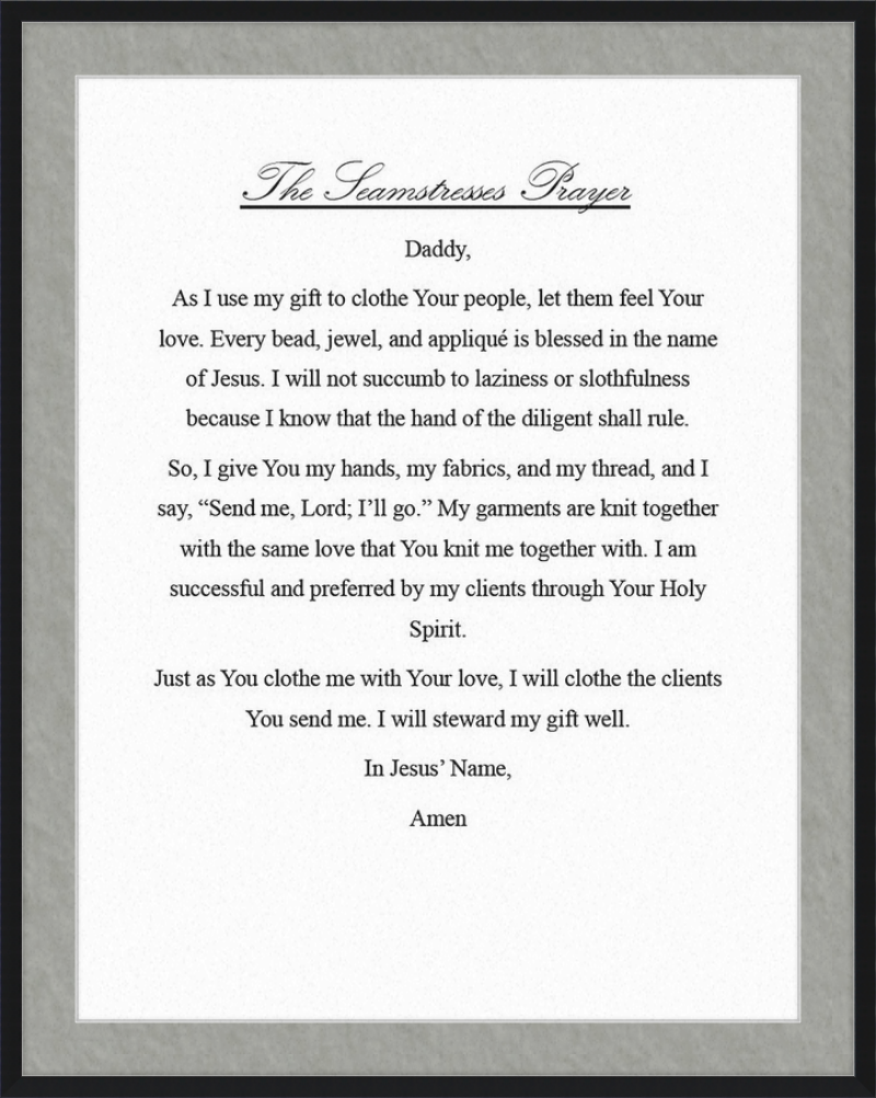 Seamstress' Prayer