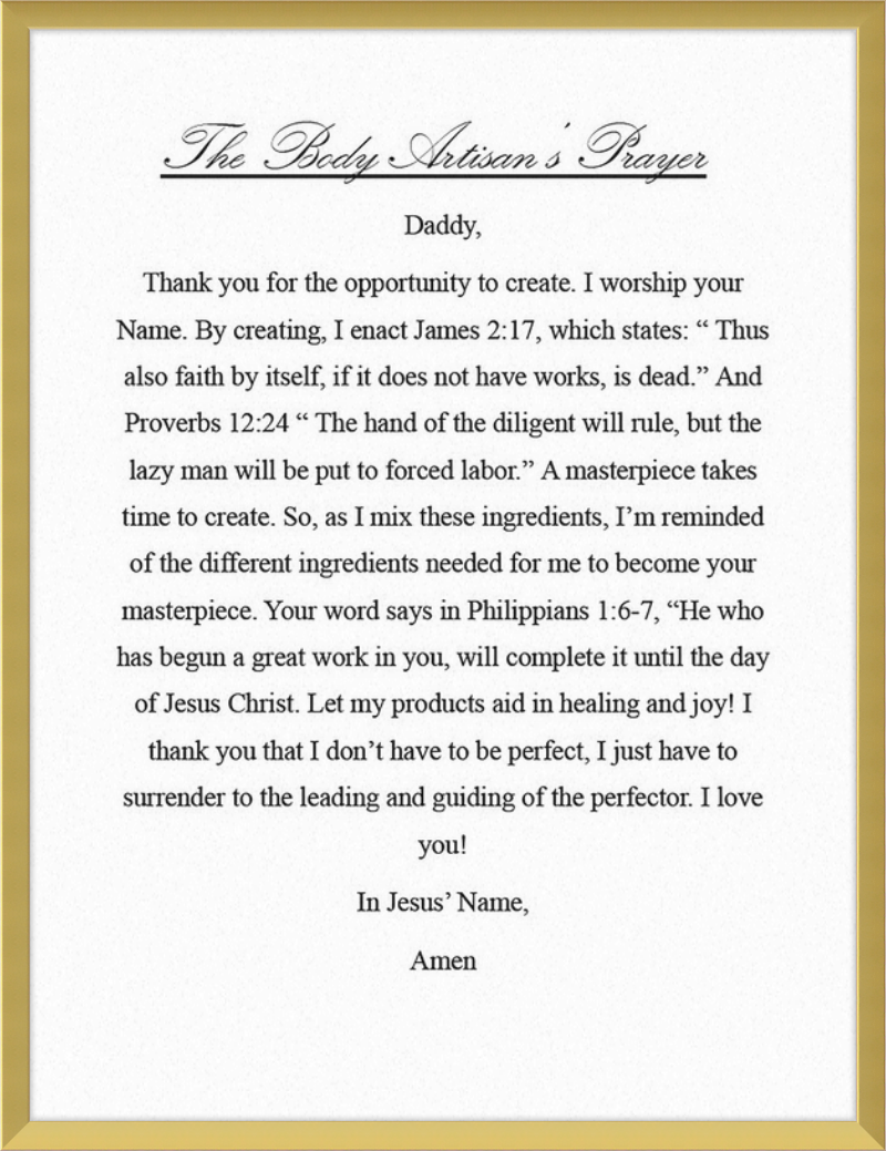 Body Artisan's Prayer