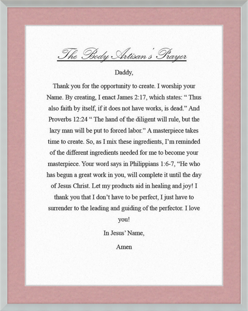Body Artisan's Prayer