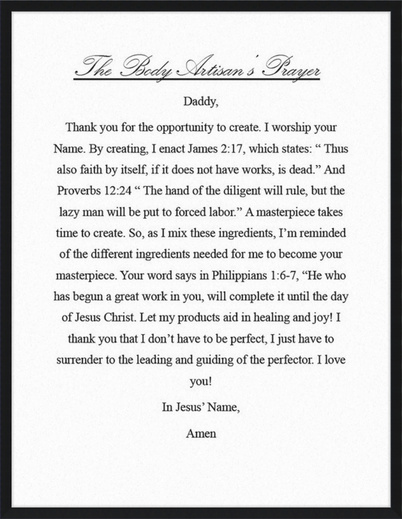 Body Artisan's Prayer