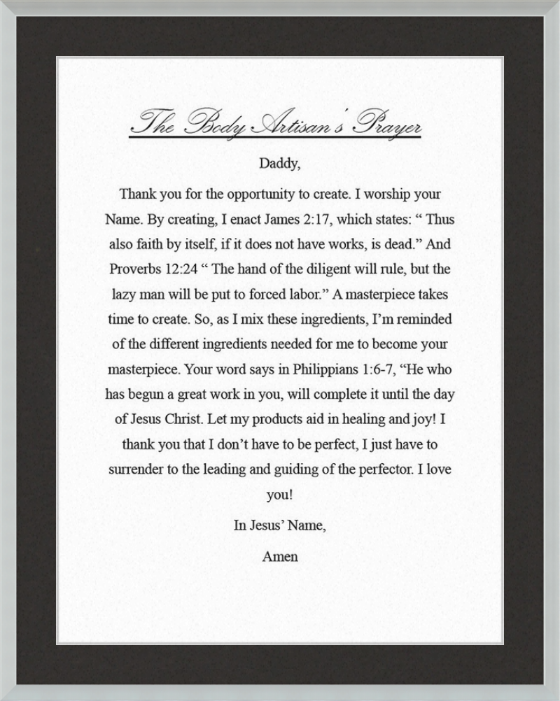 Body Artisan's Prayer