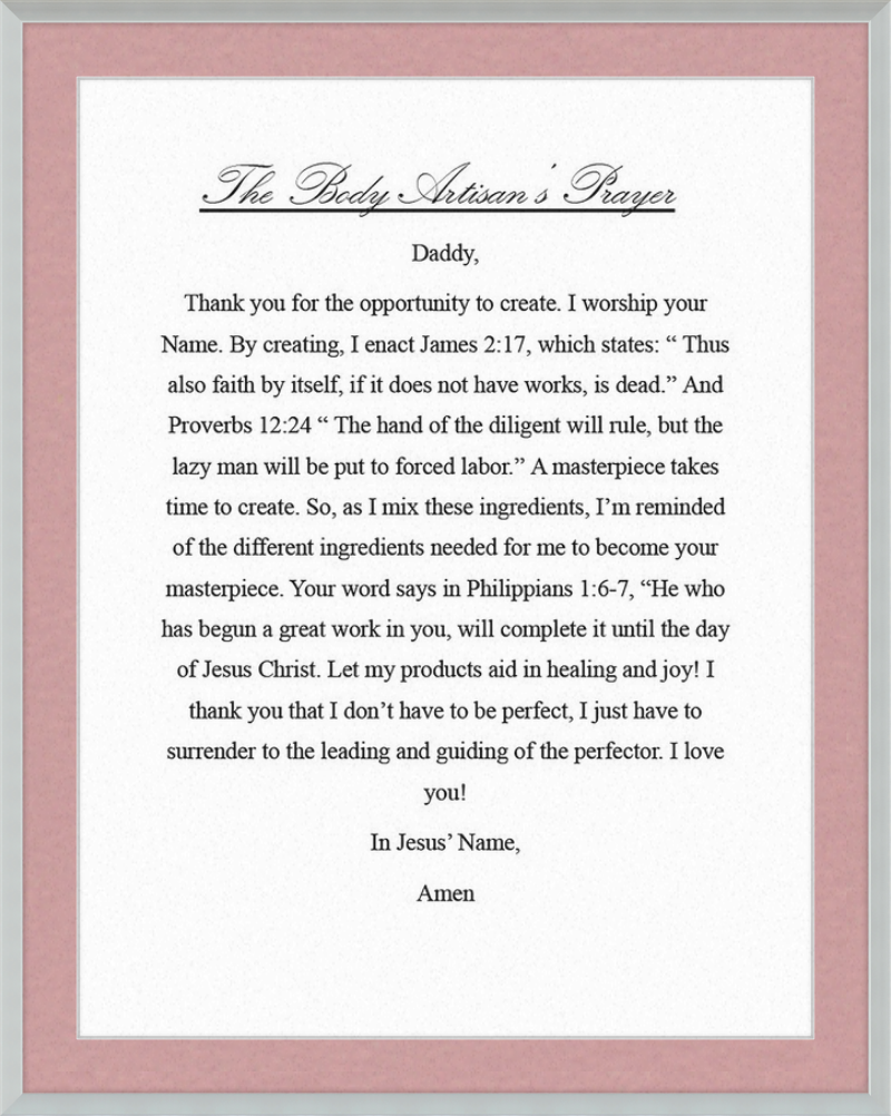 Body Artisan's Prayer