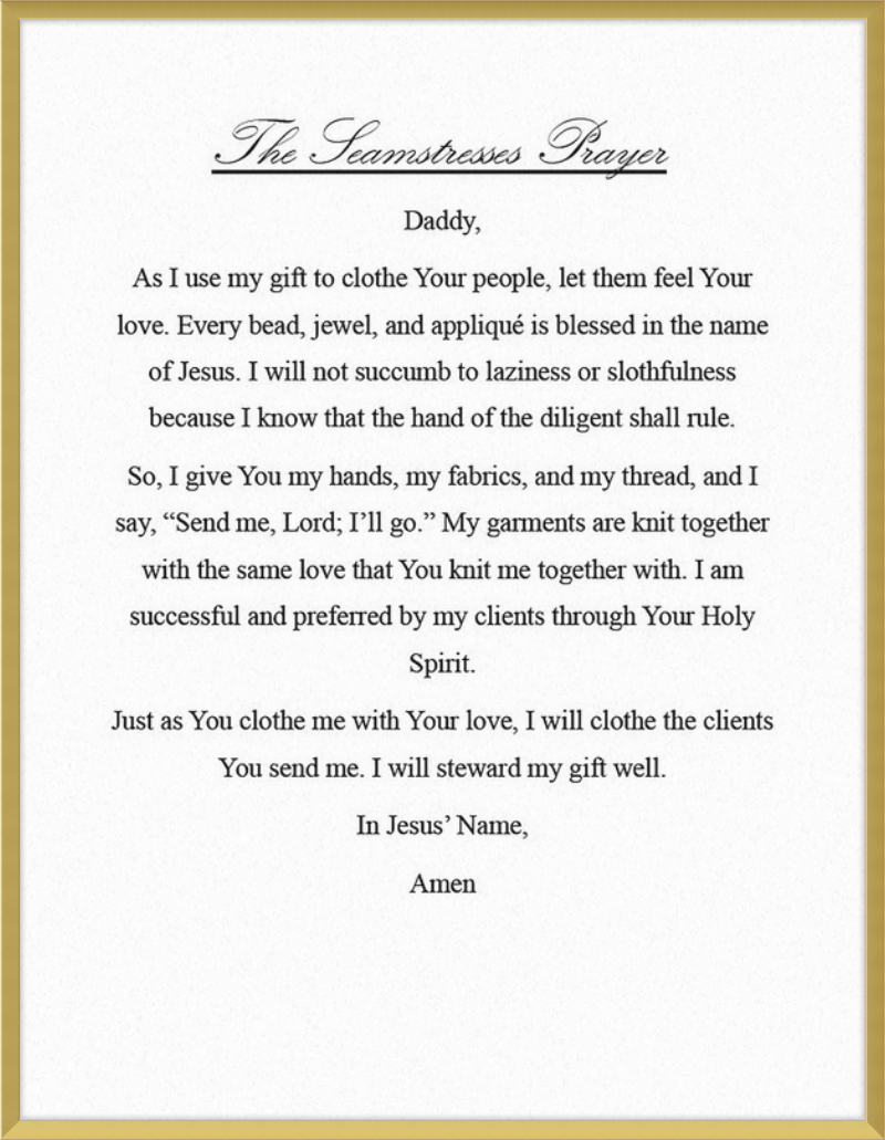 Seamstress' Prayer