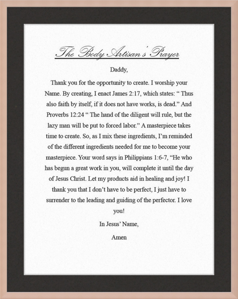 Body Artisan's Prayer