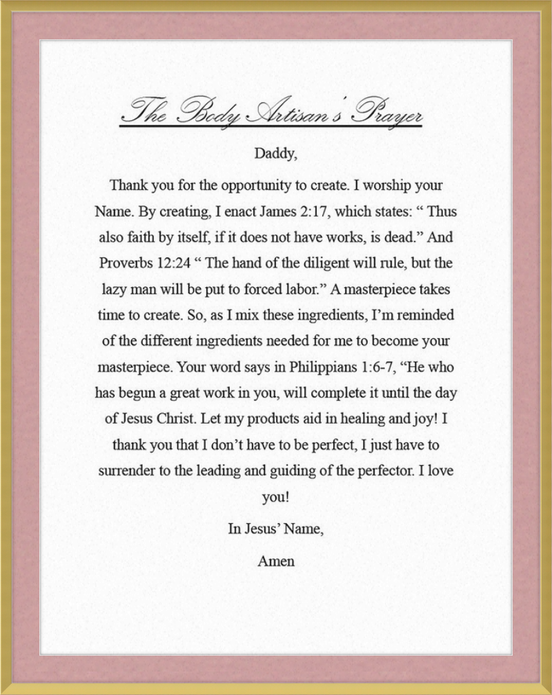 Body Artisan's Prayer