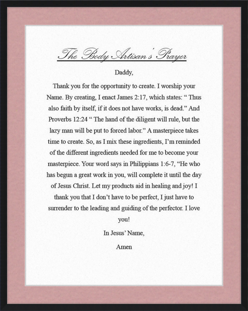 Body Artisan's Prayer