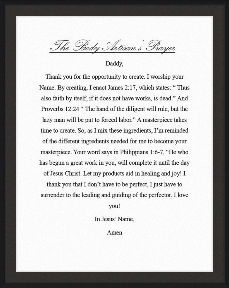 Body Artisan's Prayer