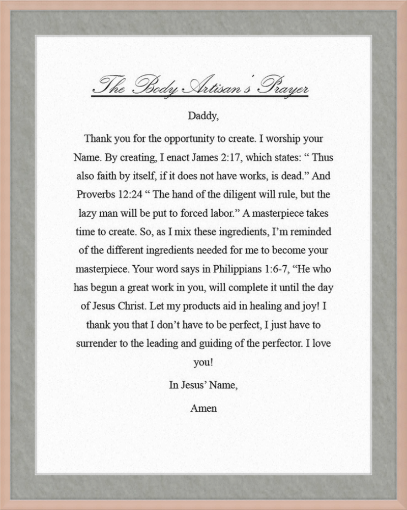 Body Artisan's Prayer