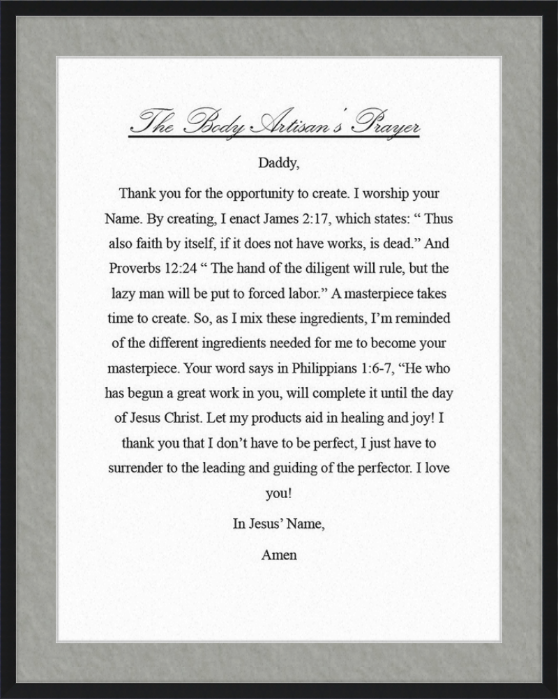 Body Artisan's Prayer