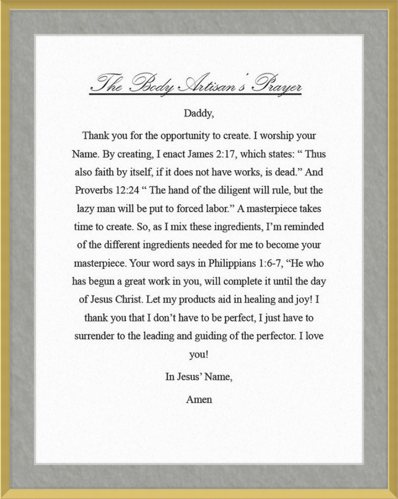 Body Artisan's Prayer