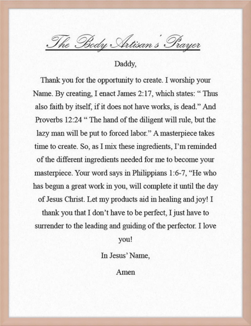 Body Artisan's Prayer