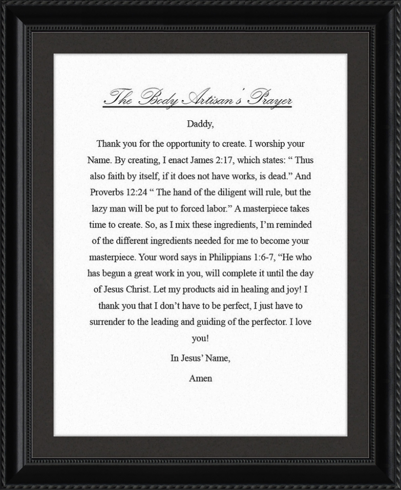 Body Artisan's Prayer