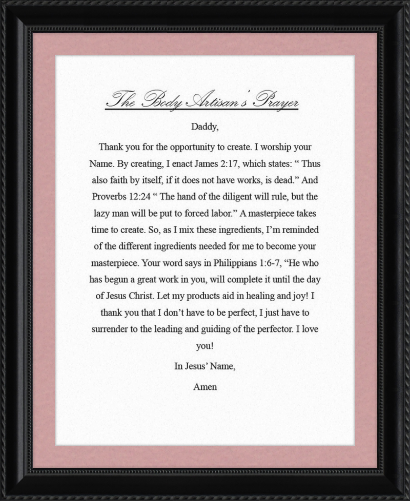 Body Artisan's Prayer