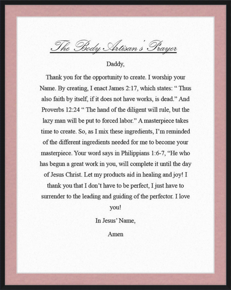 Body Artisan's Prayer