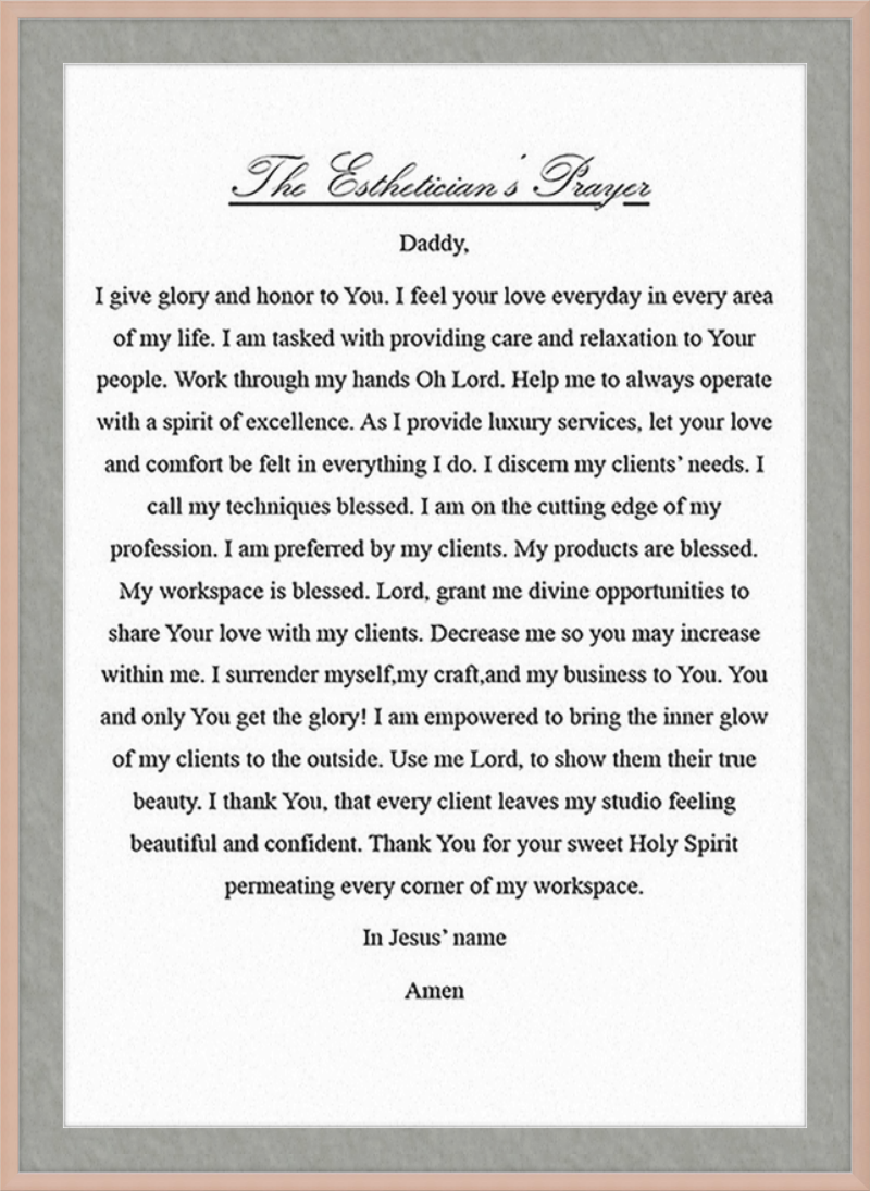 Estheticians Prayer
