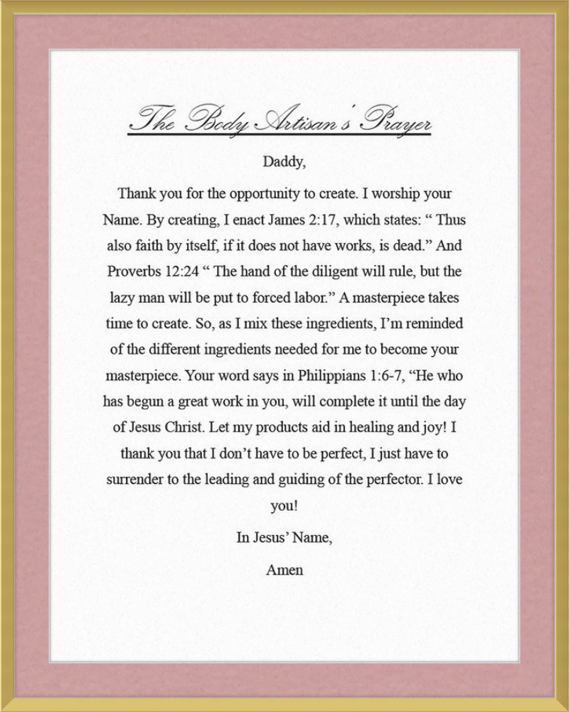 Body Artisan's Prayer
