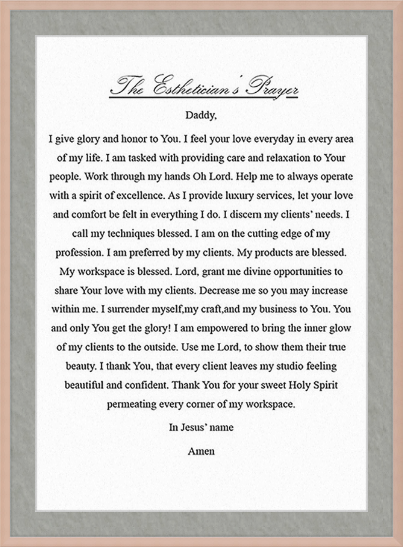 Estheticians Prayer