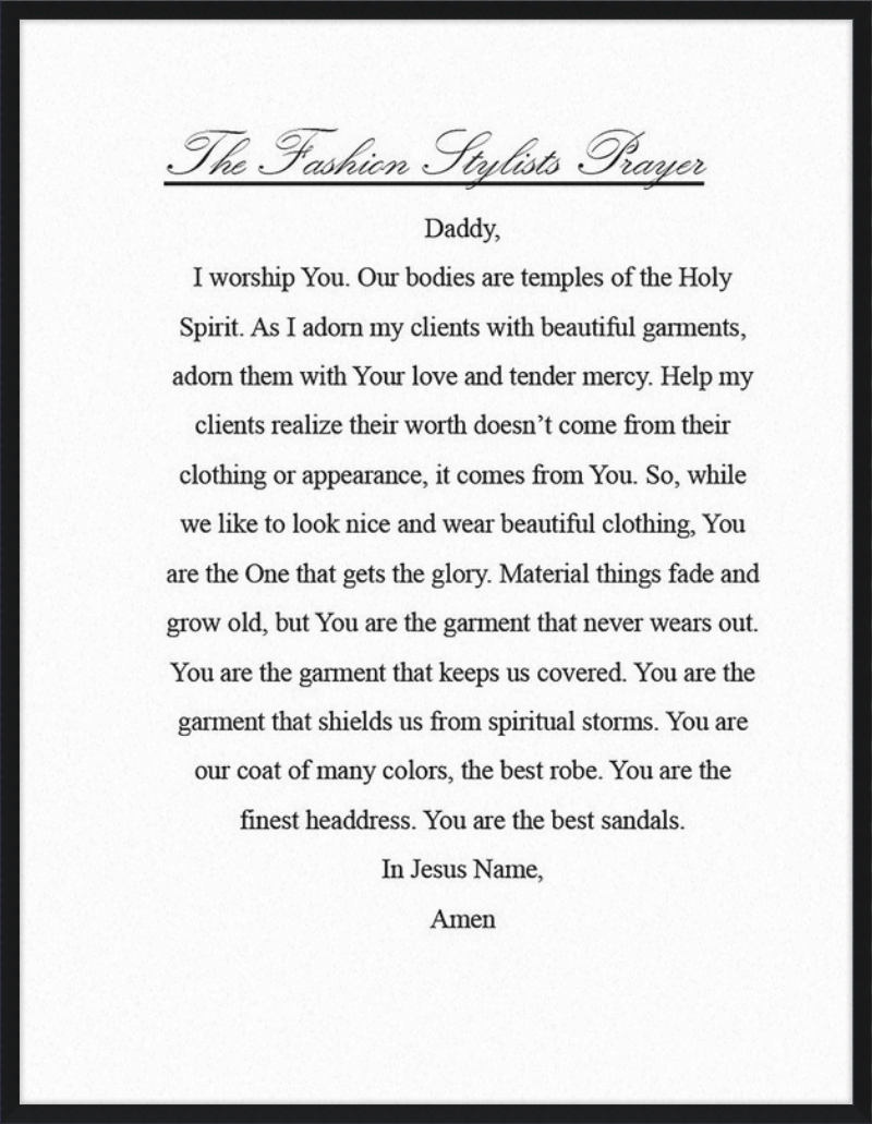 Fashion Stylist's Prayer