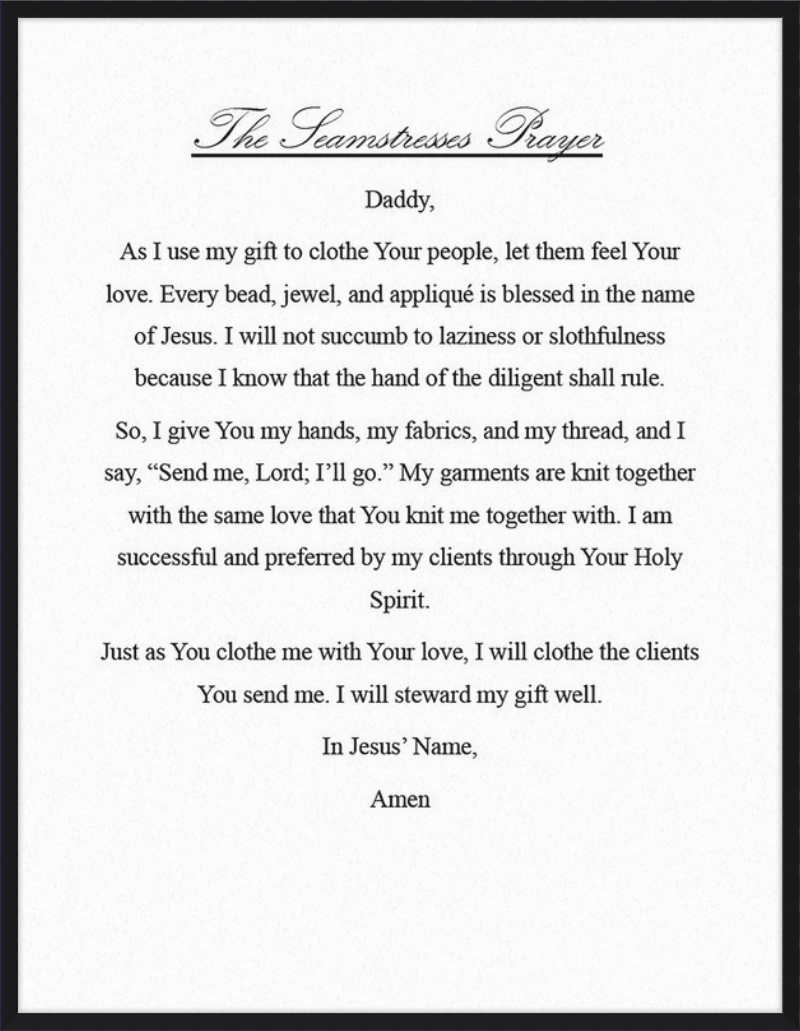Seamstress' Prayer