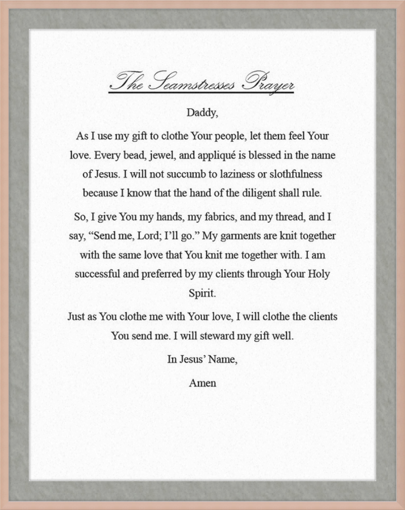 Seamstress' Prayer