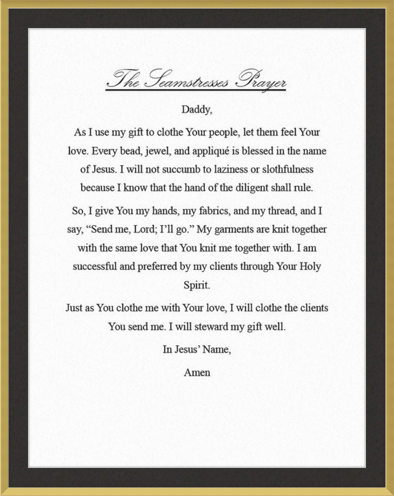 Seamstress' Prayer