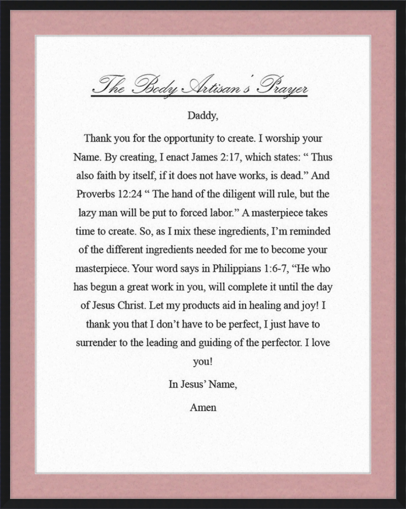Body Artisan's Prayer