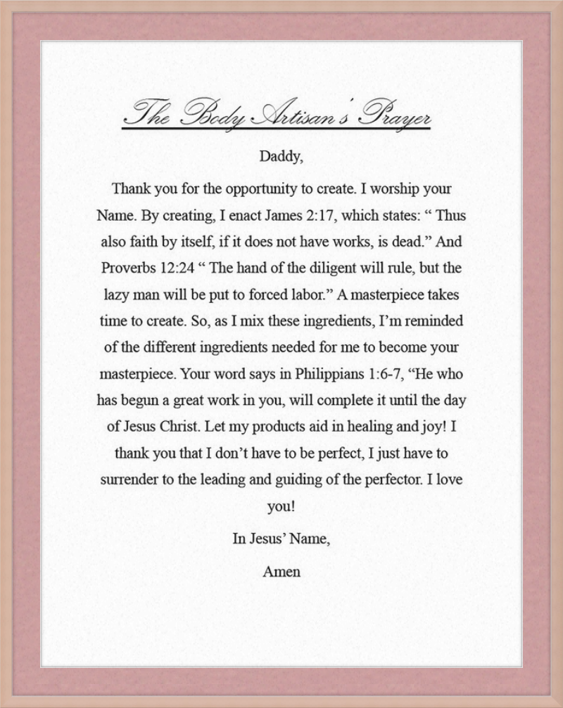 Body Artisan's Prayer