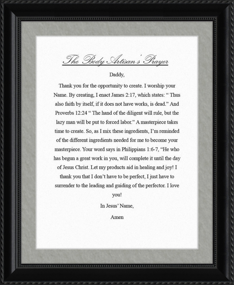 Body Artisan's Prayer