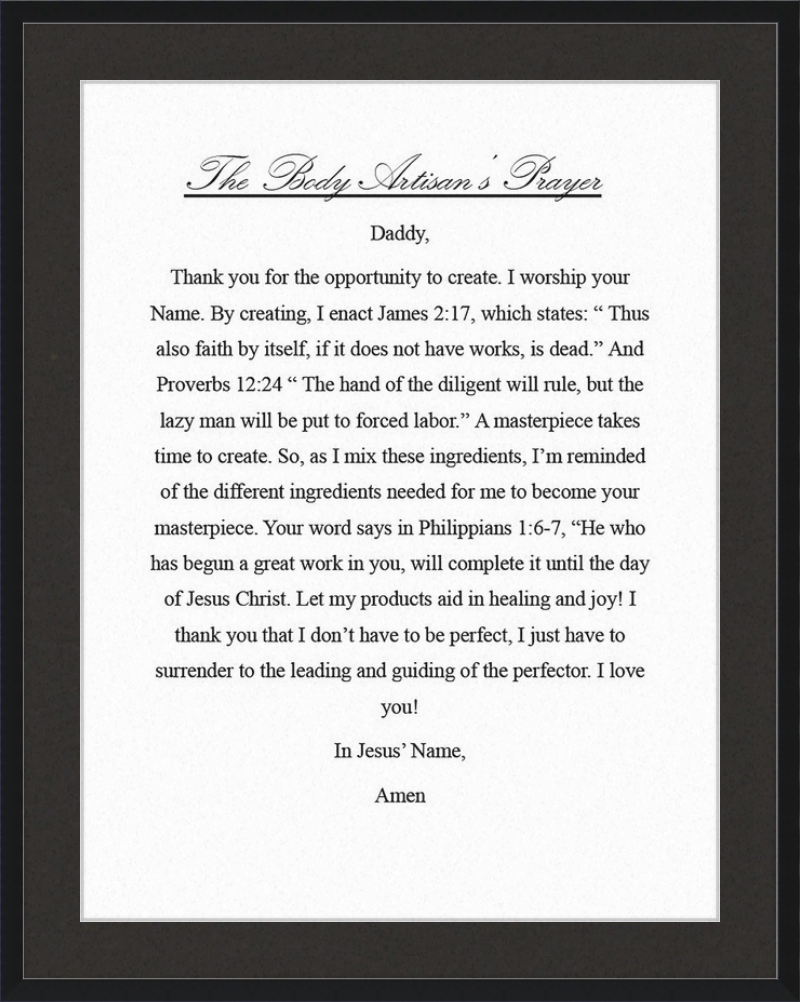 Body Artisan's Prayer