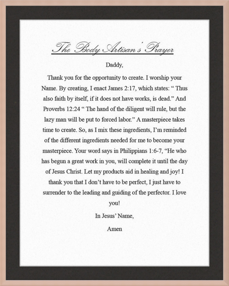 Body Artisan's Prayer