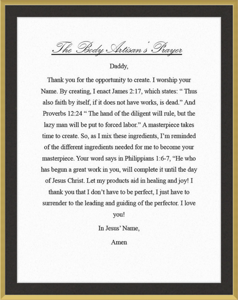 Body Artisan's Prayer